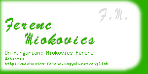 ferenc miokovics business card